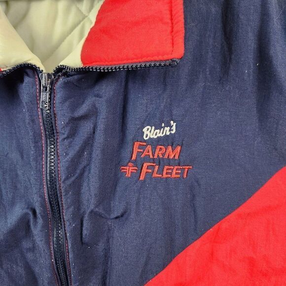 Vtg Swingster Farm & Fleet Logo Red/Blue Coat Men's XL Puffy Made in USA - Picture 3 of 12